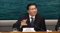 Hong Kong Secretary for Transport and Housing, Professor Anthony Cheung Bing-leung, speaking at a press conference on September 17 on the Railway Development Strategy 2014.