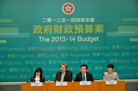 Financial Secretary, Mr John Tsang (second left) at press conference on February 27 after delivering the 2013-14 Budget at the Legislative Council