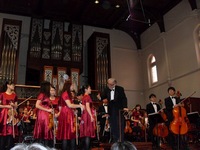 Dr Yip Wai-hong and the Hong Kong Children's Symphony Orchestra at Elder Hall, Adelaide University.
