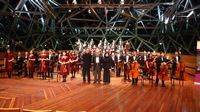 The Hong Kong Children's Symphony Orchestra performing at BMW, Federation Square, Melbourne.